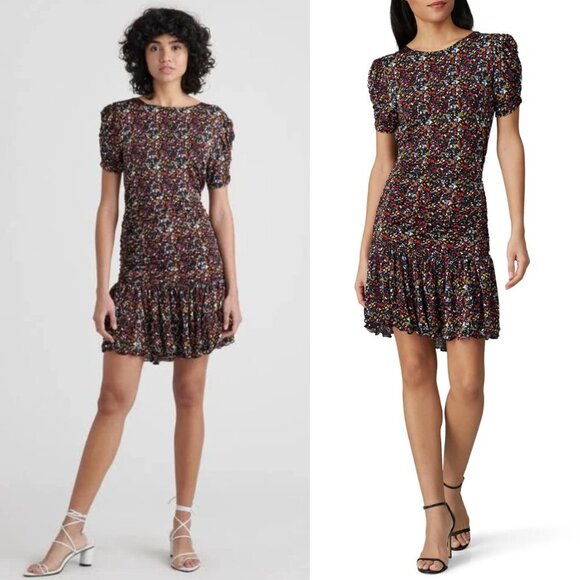 NEW Tanya Taylor Effie Bodycon Dress Confetti Coastal Ruched Preppy Garden Party - Picture 1 of 7